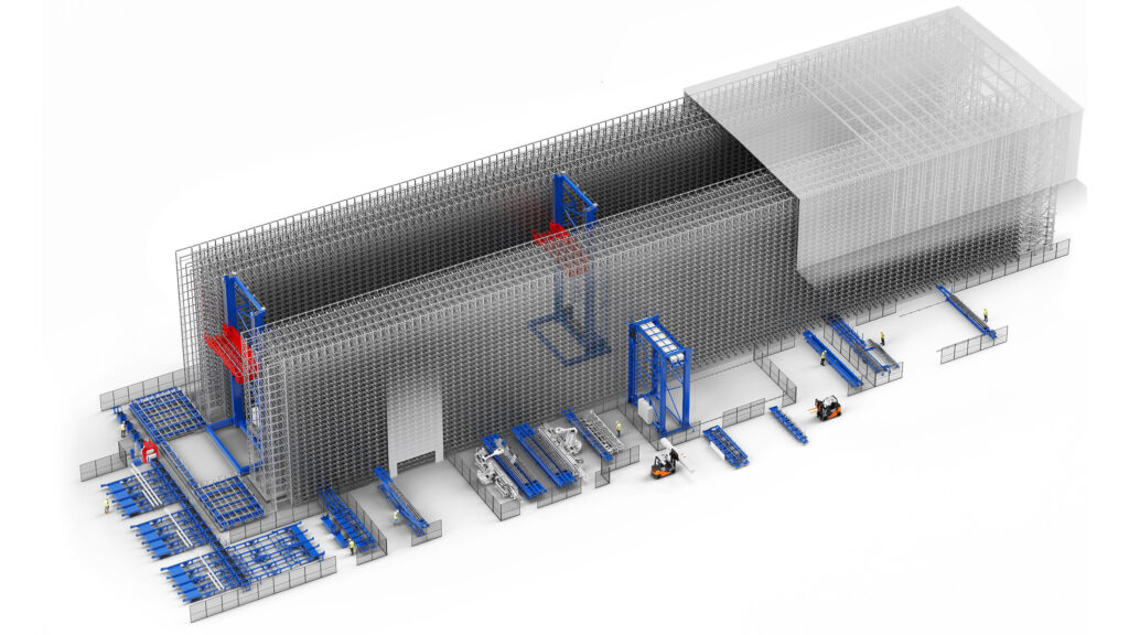 3D rendering of the Fehr Honeycomb warehouse for long goods & sheet metal