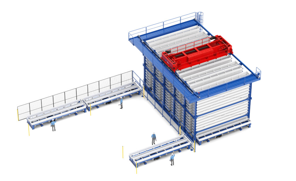 3D-Rendering des MATT TOP - Automatisiertes Überfahrlager - Fehr Lagerlogistik