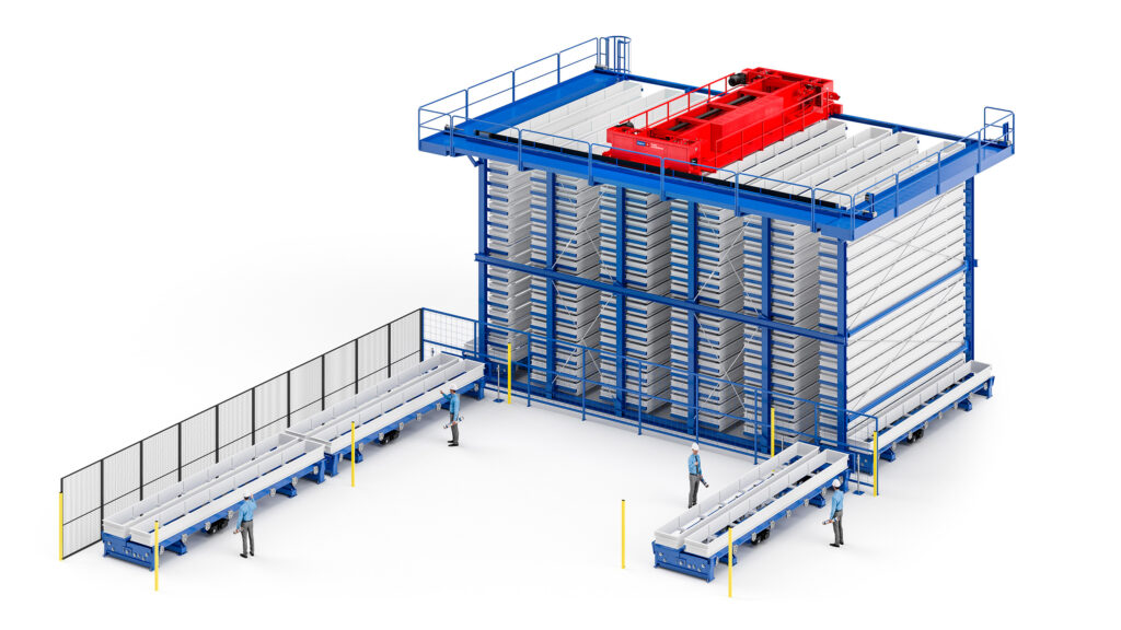 3D-Rendering des MATT TOP - Automatisiertes Überfahrlager - Fehr Lagerlogistik