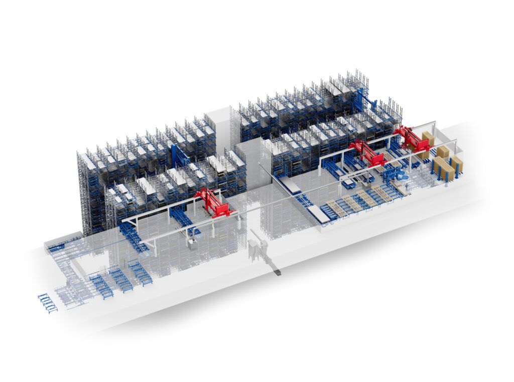 3D rendering of the Fehr sheet warehouse at Moris - Fehr Lagerlogistik