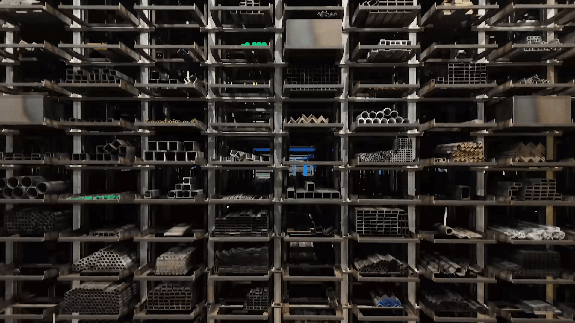 Foto eines Fehr Honeycomb Wabenlagerregals mit heterogenem Langgutmaterial