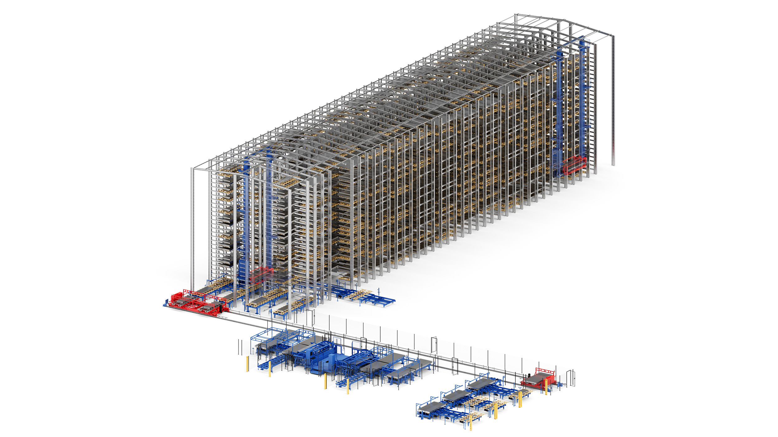 Rendu 3D du MATT 98 - Stockage de tôle automatisé de Matter - Fehr Technology Alliance