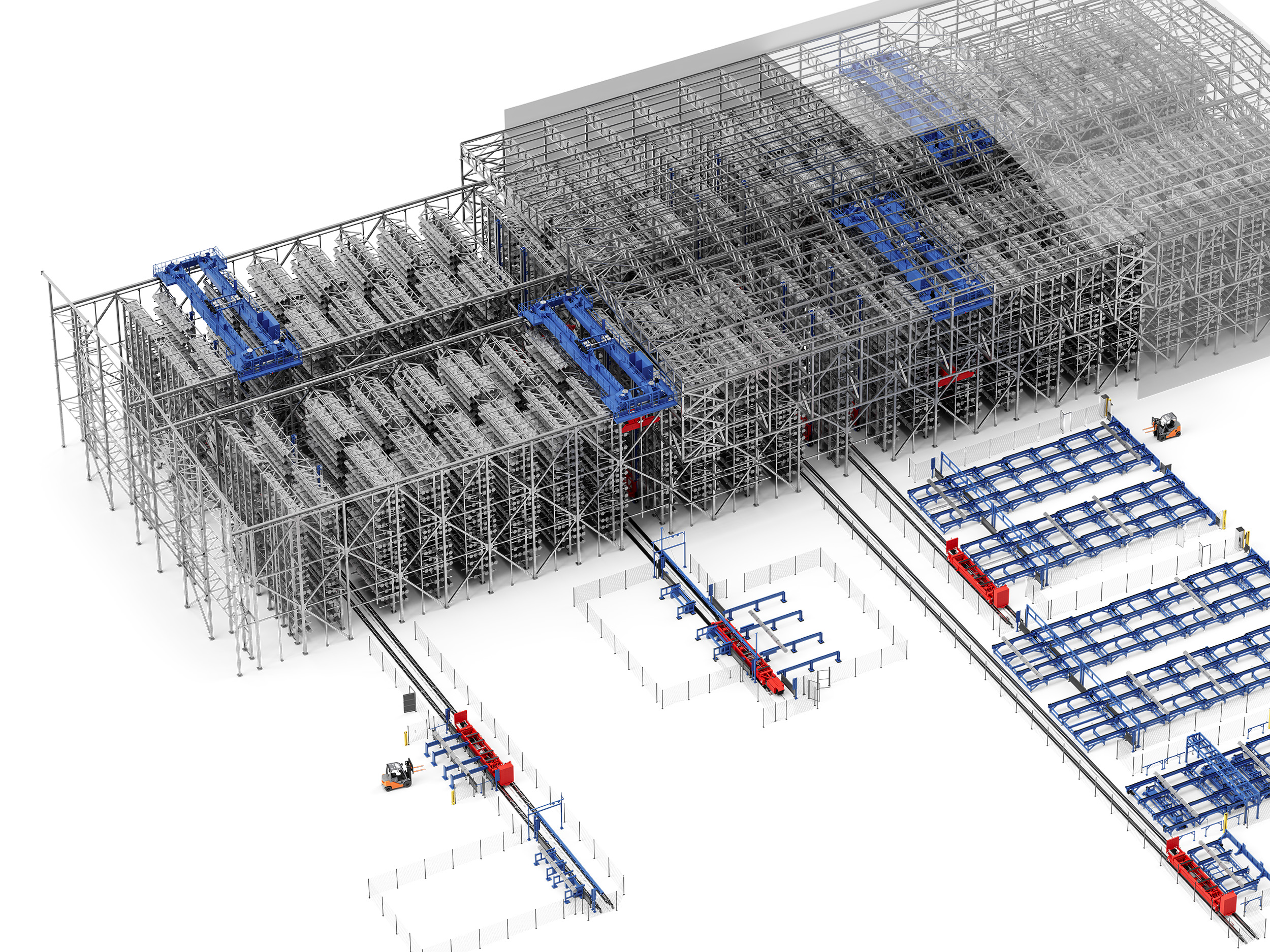 Rendu 3D du MATT 99 - Stockage à collerettes en métal automatisé de Matter - Fehr Technology Alliance