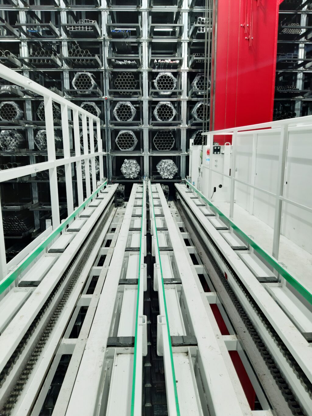 Lifting table shelving control unit - Fehr honeycomb warehouse long goods